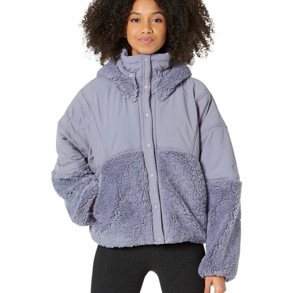 FREE PEOPLE Adventure Awaits Fleece Jacket S IN BLUE FP MOVEMENT